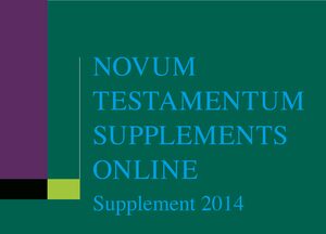 Cover Novum Testamentum Supplements Online, Supplement 2014