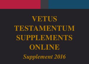 Cover Vetus Testamentum Supplements Online, Supplement 2016