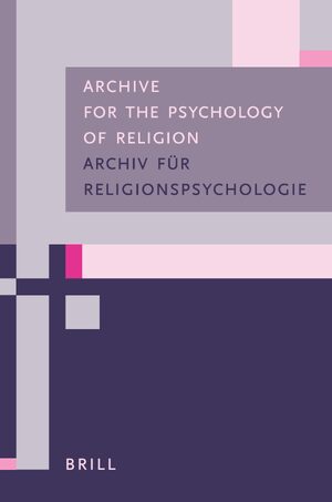Cover Archive for the Psychology of Religion / Archiv fÃ¼r Religionspsychologie