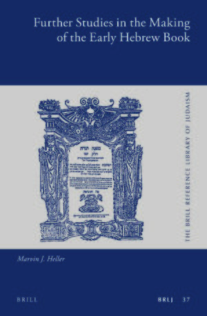 Cover Further Studies in the Making of the Early Hebrew Book