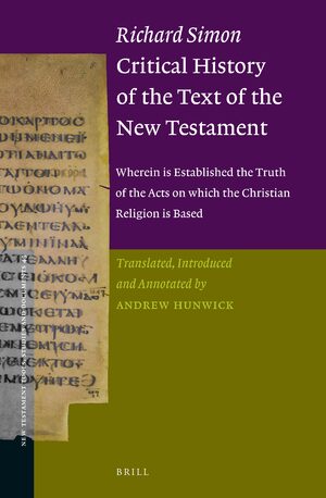 Cover Richard Simon <i>Critical History of the Text of the New Testament</i>