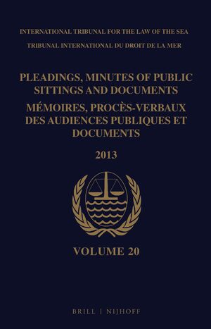 Cover Pleadings, Minutes of Public Sittings and Documents / Mémoires, procès-verbaux des audiences publiques et documents, Volume 20