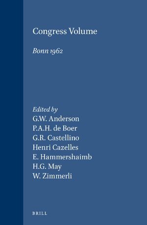 Cover Congress Volume Bonn 1962