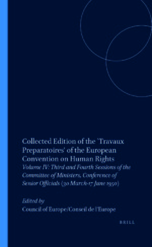 Cover Collected Edition of the `Travaux Preparatoires' of the European Convention on Human Rights