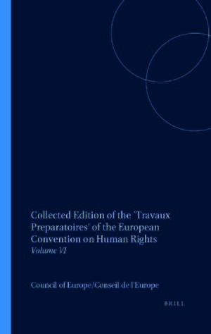 Cover Collected Edition of the `Travaux Preparatoires' of the European Convention on Human Rights