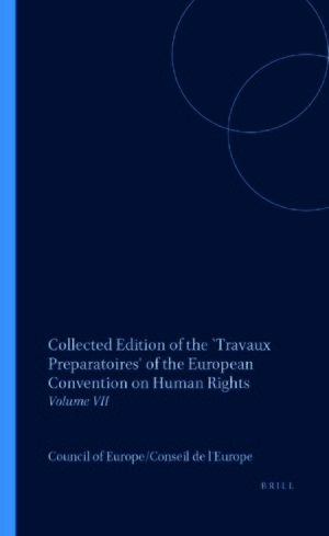 Cover Collected Edition of the `Travaux Preparatoires' of the European Convention on Human Rights