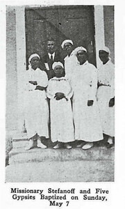 Water baptism of men and women, the village of Golintsi, 1930s.