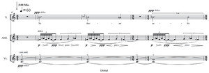Ulrich Kreppein: Ausschnitt aus Angstraum für Sopran, Altflöte und Violoncello, 2016, Min. 5:00. © Edition Juliane Klein, Berlin.