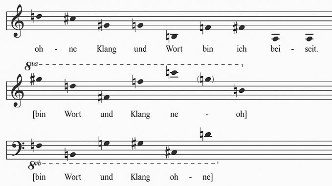 Polyphonie in Holligers Beiseit-Vertonung: Begleitung des Kontratenors durch die Krebsumkehrung im Akkordeon und den Krebs im Kontrabass