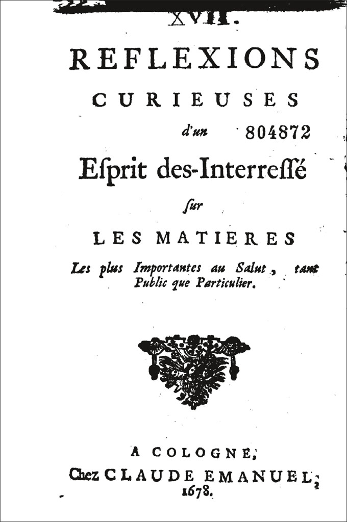 Second title-page of issue Y.n/Y.4/Y.5 of the second French duodecimo edition of the Tractatus theologico-politicus, decorated with small yoke ornament (Y.4).