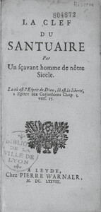 First title-page of issue Y.n/Y.4/Y.5 of the second French duodecimo edition of the Tractatus theologico-politicus, decorated with ornament G (Y.n).