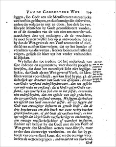 Chapter 4 (âOf the Divine Lawâ) of Van Blijenberghâs rejoinder De waerheyt van de christelijcken godts-dienst, page 109.