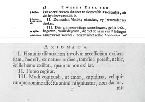 The expanded Dutch text of E2ax2 in De nagelate schriften and the short Latin text in the Opera posthuma.