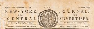 New-York Journal; or, General Advertiser (December 29, 1774)
