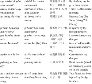 Analysis of the Ong Le Hua Ha Shan playscript with Chinese and English