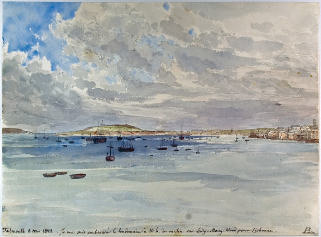 Athanasius RaczyÅski, Seascape in Falmouth, watercolour, 8 May 1842, on the day he left for Portugal