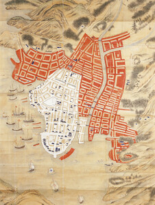 Map of Nagasaki harbour with a depiction of Deshima, Kan’ei Period (1624–1643)