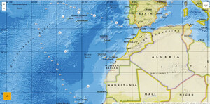 Summer homeward route. The Theofania, Rio Nunez-Marseilles: 21 June 1874â5 September 1874. Highlighted is the pilotâs suggested itinerary, from Labrosse, The Navigation of the Atlantic, 64â66