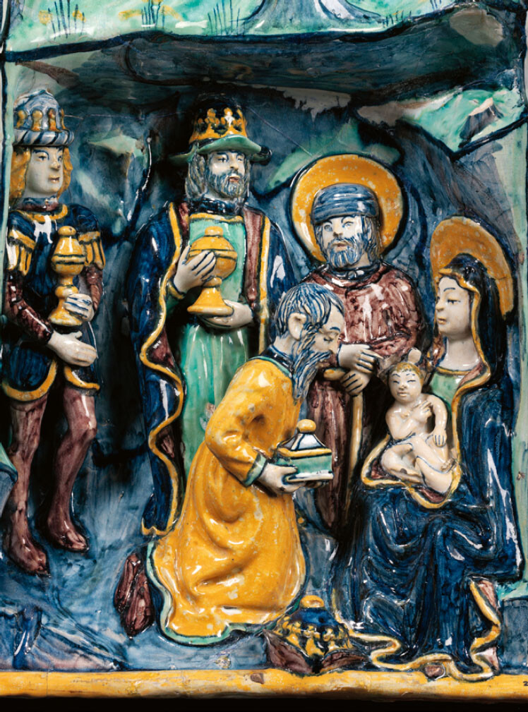 Anonymous artist (Faenza?), Adoration of the Magi, c.1490, glazed terracotta