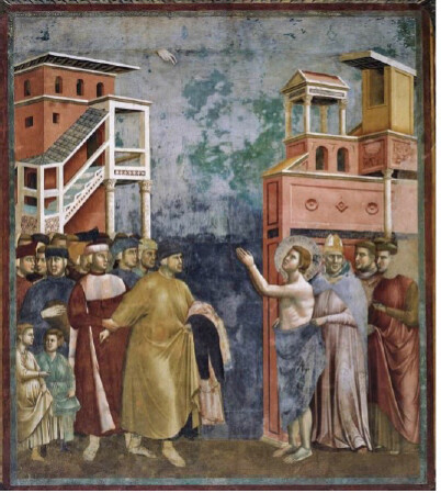 Giotto di Bondone, Renunciation of Worldly Goods, fresco (1295), 230 × 270 cm, Basilica of San Francesco d’Assisi (Italy)