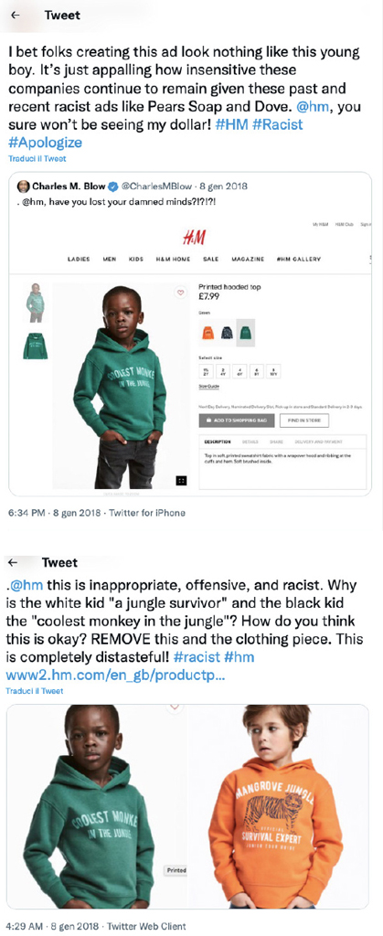 Twitter users’ reactions to the H&M kid sweater advertisement