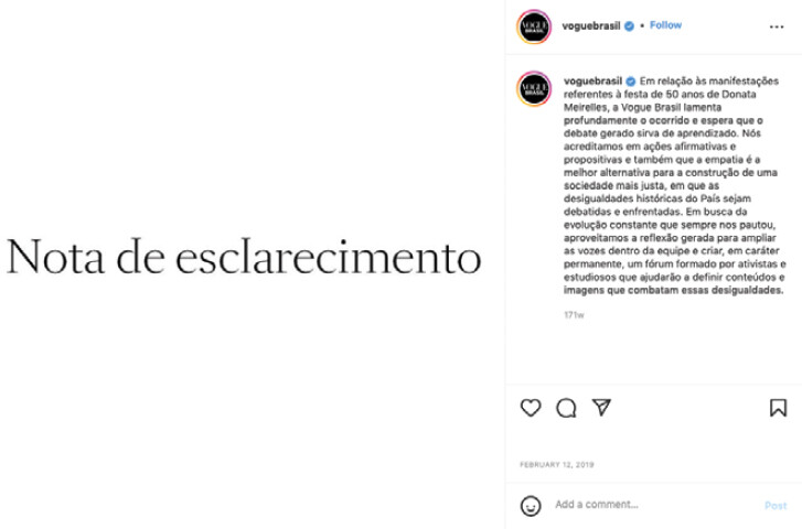 Vogue Brasil ’s apologies