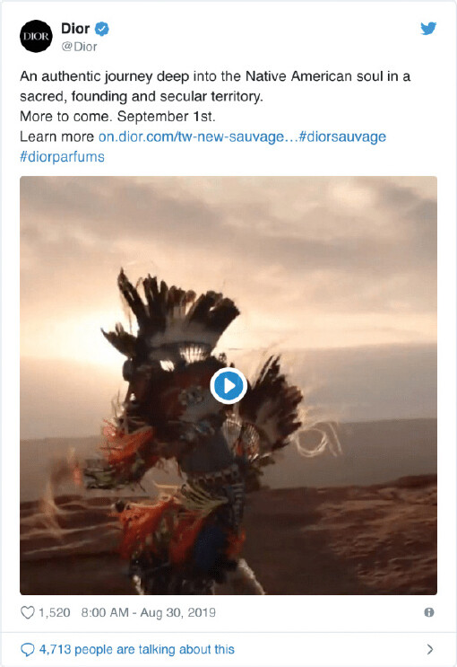 A screenshot of Dior ad on Twitter
