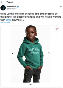 The Weeknd’s reaction on Twitter on H&M sweater