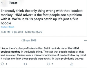 Twitter users’ reactions in defense of H&M