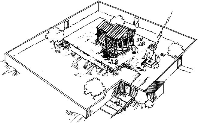 Srir, Zeus Tourbarachos-sanctuary with temenos-wall, temple und altar (2th–4th c. CE) (reconstruction)