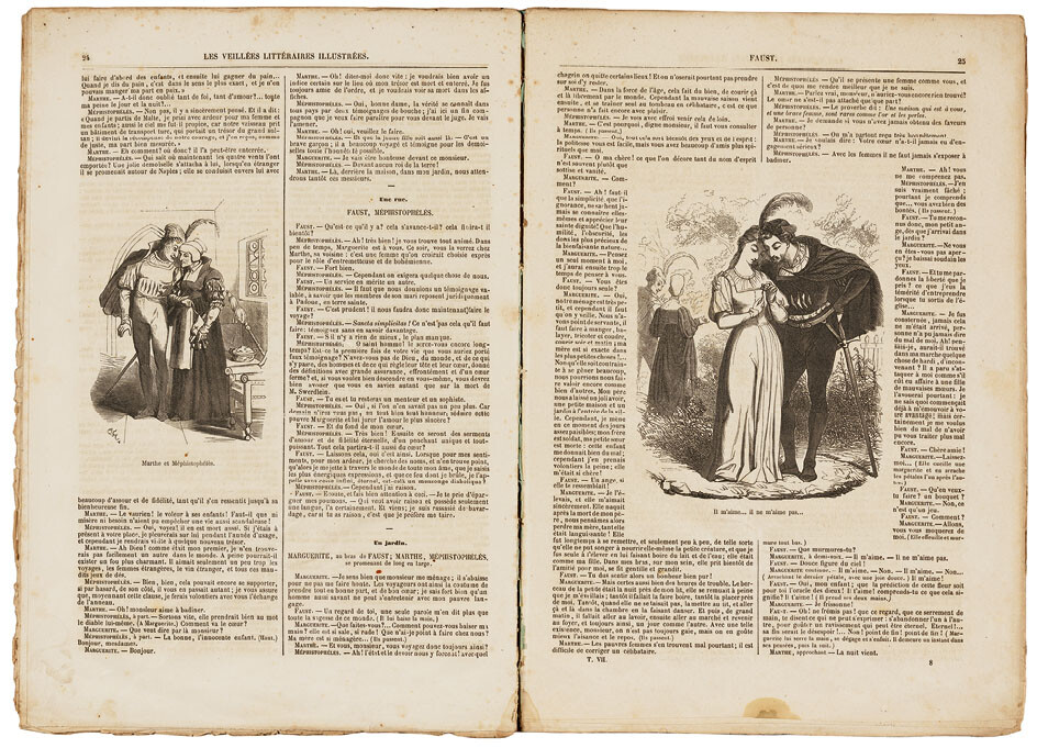 Édouard Frère after Moritz Retzsch, two woodcuts by François Rouget, in Faust par Wolfgang Goethe: Traduit de l’allemand par Gérard de Nerval (Paris: J. Bry aîné, 1850), 24–25