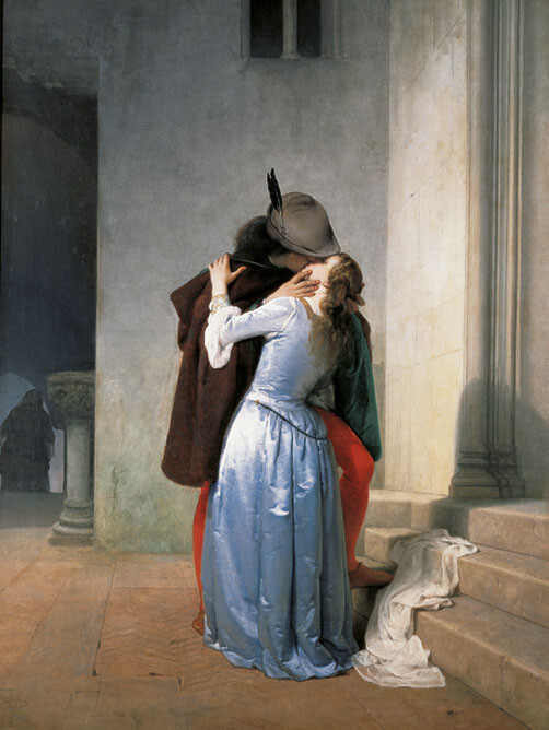 Francesco Hayez, Il Bacio, oil on canvas, 1867, 116.8 × 80 cm, third version, private coll.