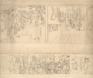 Moritz Retzsch, double strip of several drawings, n.d., overall 28.6 × 34.3 cm