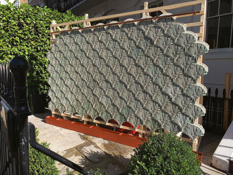 INDUS 1.0 – installation in exhibition at the Brompton Design District, London Design Festival, 2019. Team: Shneel Bhayana, Brenda Parker, Marcos Cruz. Collaboration: Bio-Integrated Design Lab at UCL. Ceramic casting: Richard Miller, Froyle Tiles, UK