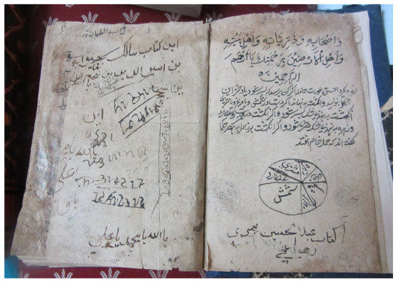 Figure 13.4: Paratexts describing the ritual of the planetary pregnancy pie on the right folio, with a description in Persian above.