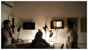 Figure 8.2: A photograph of team members (from left: author, an anonymous team member, and Laroussi Ben Tardayet) from EAP0993 âConserving Endangered Archives in Jerba; The al-BÄsÄ« Family Library Project,â a project funded by Arcadia and administered by the British Library as part of the Endangered Archives Programme. The project generated interest in manuscripts on the island over the course of the summer 2017, as we began collecting data on manuscript collections in Jerba, Tunisia