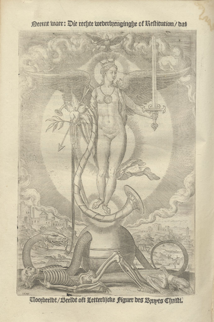 Engraving depicting the ‘bride of Christ’ in David Joris’ T’Wonder-boeck (1583–1584). Leiden University Library, 557 A 8