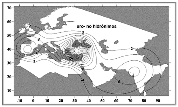 Figure 26: The frequency of non-hydronyms in -uro toponyms