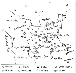 Figure 23: The Map of the main Thracian terms indicating âsettlementâ