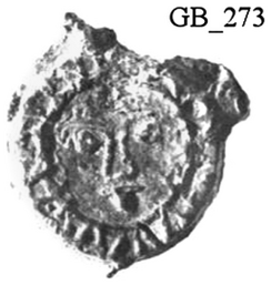 Figure A32: Lead episema with gorgoneion (after Monacchi 1988, tav. 36 inv. N. 108773).
