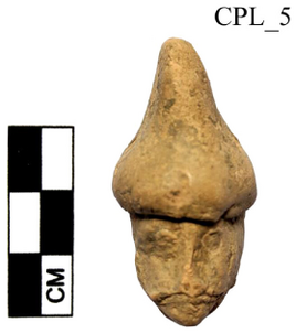Figure A207: Terracotta head of a male wearing a tall hat (inv. N. NA; by permission of the Soprintendenza ABAP dellâUmbria).