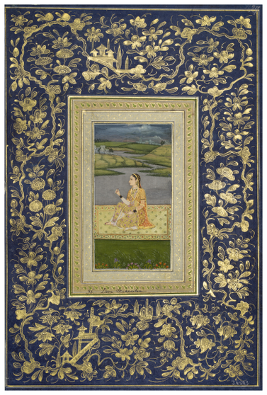 Figure 7.5: A lady sitting on a terrace inscribed in Polierâs hand â36. Dame Mahometaneâ, Mughal, eighteenth century, Polier album