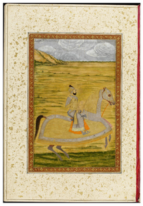 Figure 3.2a: Equestrian portrait of Aurangzeb, Mughal India, first half of eighteenth century, Large Clive Album