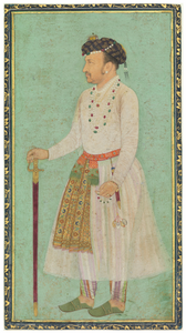 Figure 13.18: Jahangir with tie-dyed paá¹kÄ, ascribed Balchand, Mughal court, c. 1620
