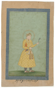 Figure 13.19: Emperor Akbar with a sarpīch, ascribed in the lower margin: Picture of Hazrat Akbar Shah Padshah, ʿamal-i Ganga Ram muṣavvir, Delhi, c. 1740