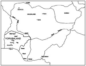 Yorubaland, in Nigerian Map. (Drawn by the researcher, based on Aribidesi Usman and Toyin Falola 2019, p. 33)
