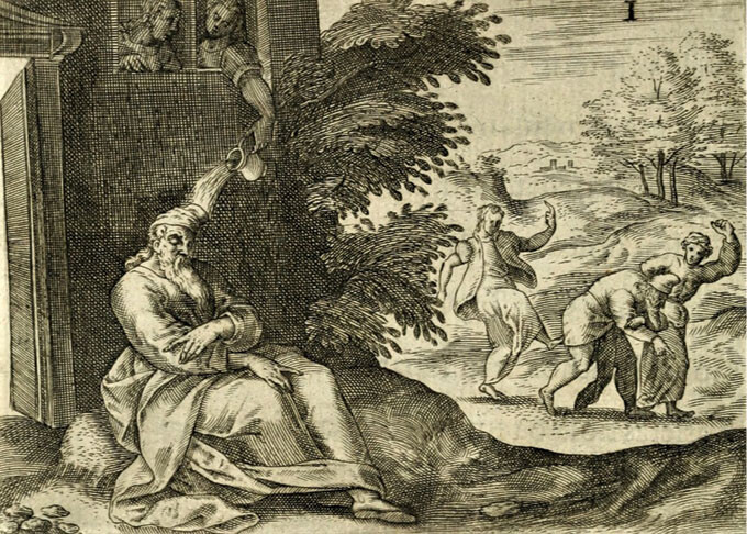 Laurens van Haecht Goidtsenhoven, Parvus mundus, emblem 33, âPatientia Socratisâ. Public domain