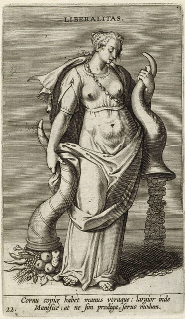 Liberalitas, from: Philip Galle, Prosopographia (Antwerp: ca. 1600), no. 22. Private collection