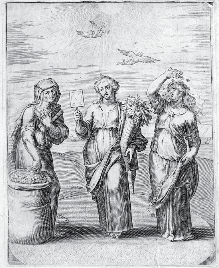 Vaenius, Emblemata Horatiana (1607). Engraving to emblem 6 (p. 19)