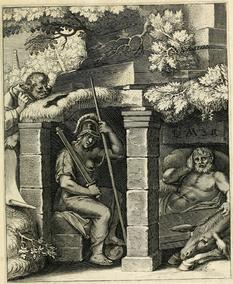 Vaenius, Emblemata Horatiana (1607). Engraving to emblem 8 (p. 23)